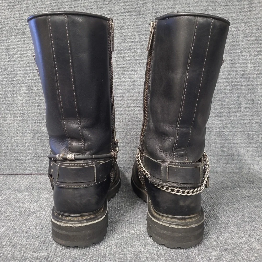 Harley Davidson Stratus 95143 Mens Sz 9.5 Black Harness Biker Boots Motorcycle